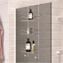 Geseus 3 Katlı Asmalı Banyo Duşakabin Duş Rafı Krom Büyük Boy-BK-063