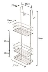 Geseus Üç Katlı Asmalı Banyo Duş Rafı Krom LM580