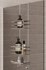 Geseus Üç Katlı Asmalı Banyo Duş Rafı Krom LM580