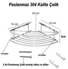 Geseus Banyo Paslanmaz Krom Oval Tekli Köşelik 304 Kalite Çelik GNRL2023-EKON