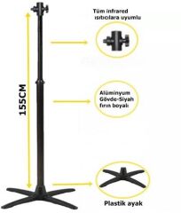 Soba Ayağı Ufo,Kumtel Istıcı Ayağı Alüminyum 155cm-Siyah