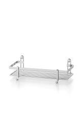Geseus Tek Katlı Kancalı Banyo Rafı Krom ES081
