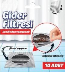 Banyo,Mutfak Gider Filtresi Gider Süzgeci 10 Adet