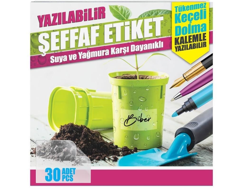 Suya Dayanıklı, Yazılabilen Şeffaf Etiket 8x5cm-30 Ad