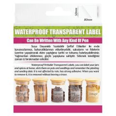 Suya Dayanıklı, Yazılabilen Şeffaf Etiket 8x5cm-30 Ad