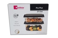 Moonstar proplus double ikili saklama kabı hava sızdırmaz200ML+1400ML-PRO-233 SİYAH KAPAKLI