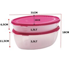 Moonstar Hava Sızdırmaz İkili Meyve Sebze Saklama Kabı 3,5+1,5 LT-MAJ-ST-300