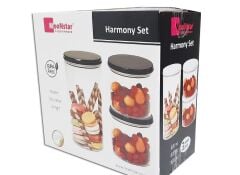 Moonstar harmony üçlü saklama kabı hava sızdırmaz-HM-SET BEYAZ KAPAKLI