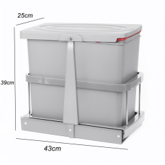 Çelik Ayna Teleskopik Raylı Dolap İçi Çöp Kovası 24 Litre