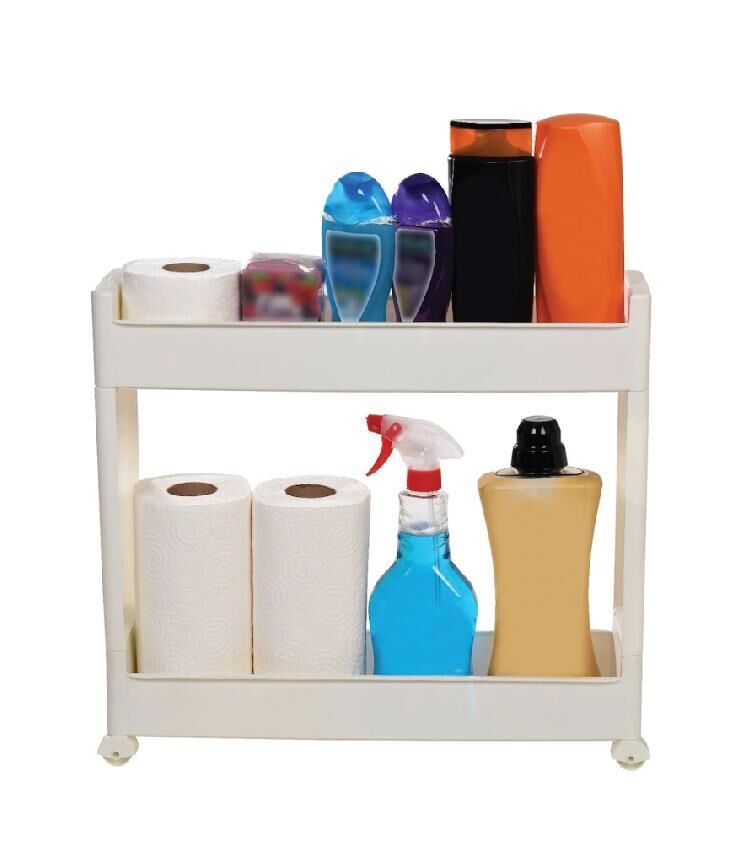 Motek Çok Amaçlı Tekerlekli Mutfak Rafı Banyo Rafı Organizer SR-02 beyaz
