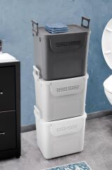 Geseus Motek  Mybox 1x30 Litre Kulplu Çok Amaçlı Organizer Saklama Kutusu-MT-35 gri