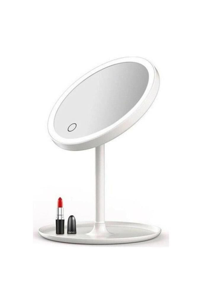 Dokunmatik Led Işıklı Usb Şarjlı Makyaj Aynası Yuvarlak Beyaz-SM8036