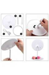 Dokunmatik Led Işıklı Usb Şarjlı Makyaj Aynası Yuvarlak Beyaz-SM8036