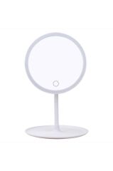 Dokunmatik Led Işıklı Usb Şarjlı Makyaj Aynası Yuvarlak Beyaz-SM8036