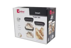 Moonstar smart üçlü saklama kabı hava sızdırmaz-SM-SET SİYAH KAPAKLI