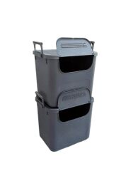 Geseus Motek  Mybox 2x30 Litre Kulplu Çok Amaçlı Organizer Saklama Kutusu-MT-35 gri