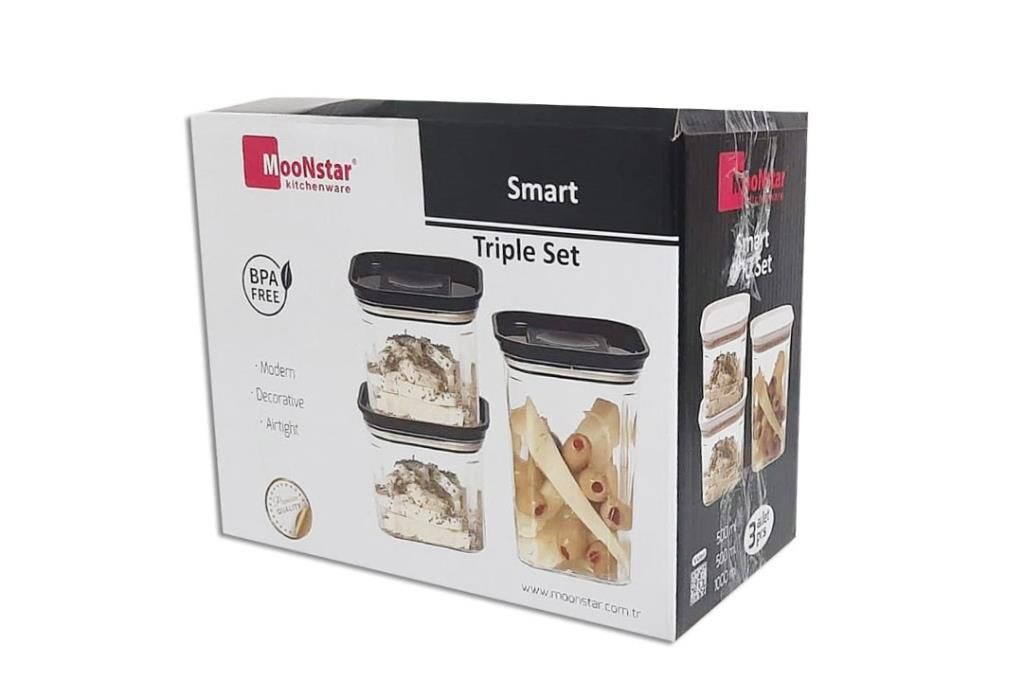 Moonstar smart üçlü saklama kabı hava sızdırmaz-SM-SET BEYAZ KAPAKLI