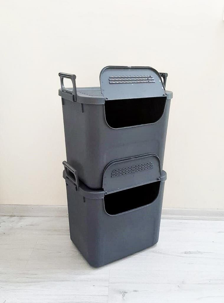 Geseus Motek  Mybox 2x30 Litre Kulplu Çok Amaçlı Organizer Saklama Kutusu-MT-35 Antrasit