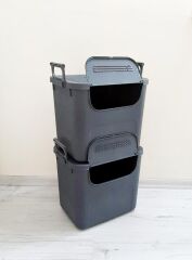 Geseus Motek  Mybox 2x30 Litre Kulplu Çok Amaçlı Organizer Saklama Kutusu-MT-35 Antrasit