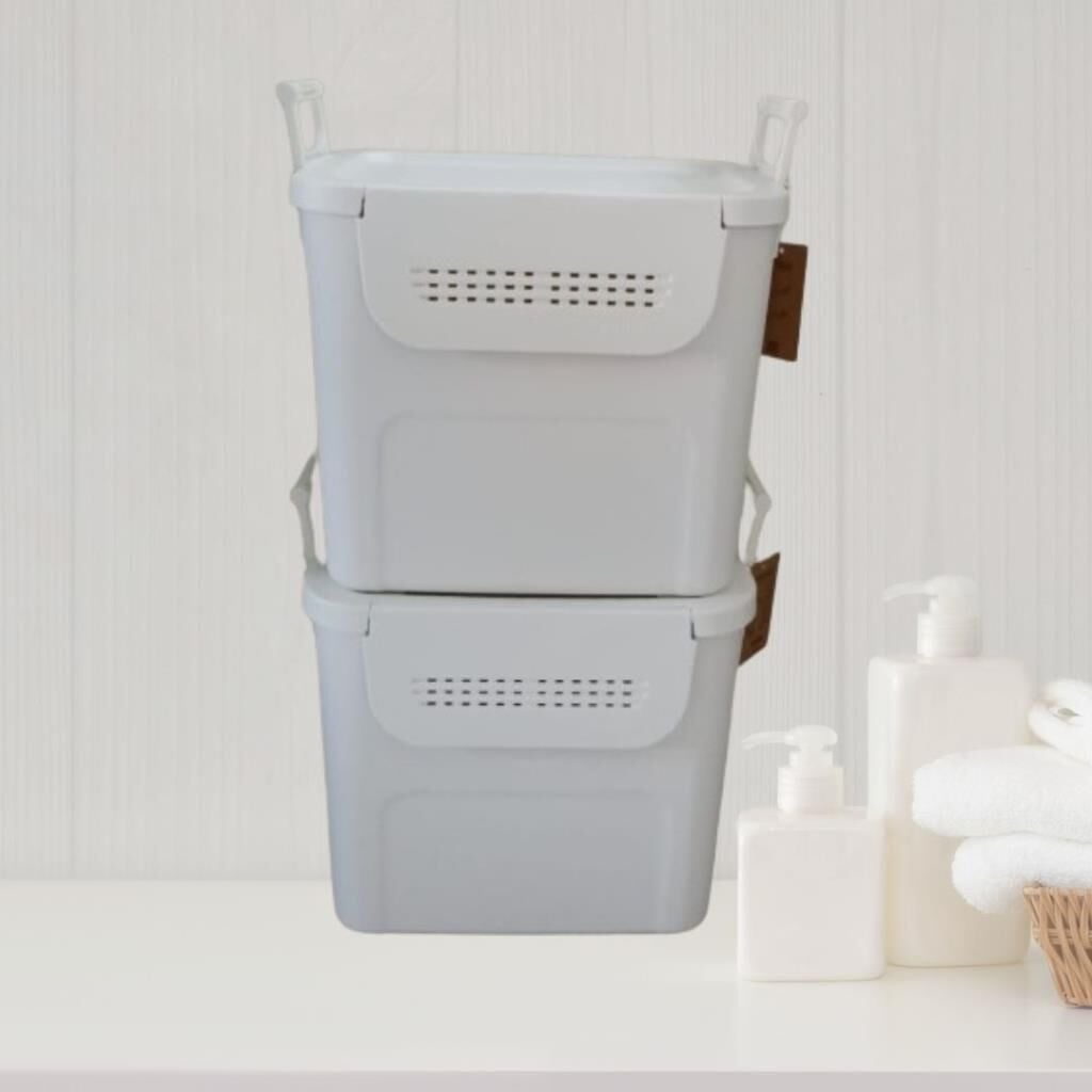 Geseus Motek  Mybox 2x30 Litre Kulplu Çok Amaçlı Organizer Saklama Kutusu-MT-35 gri