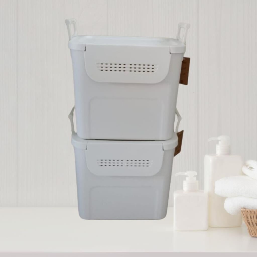 Geseus Motek  Mybox 2x30 Litre Kulplu Çok Amaçlı Organizer Saklama Kutusu-MT-35 gri