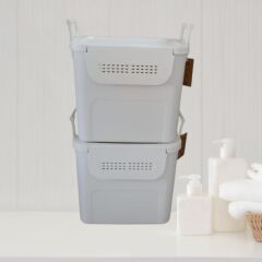 Geseus Motek  Mybox 2x30 Litre Kulplu Çok Amaçlı Organizer Saklama Kutusu-MT-35 gri
