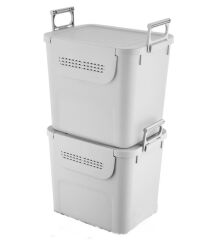 Geseus Motek  Mybox 2x30 Litre Kulplu Çok Amaçlı Organizer Saklama Kutusu-MT-35 gri