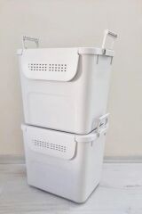Geseus Motek  Mybox 2x30 Litre Kulplu Çok Amaçlı Organizer Saklama Kutusu-MT-35 gri