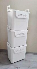 Geseus Motek  Mybox 3x30 Litre Kulplu Çok Amaçlı Organizer Saklama Kutusu-MT-35 gri