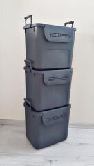 Geseus Motek  Mybox 3x30 Litre Kulplu Çok Amaçlı Organizer Saklama Kutusu-MT-35 gri