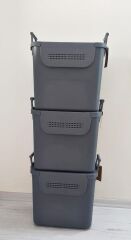 Geseus Motek  Mybox 3x30 Litre Kulplu Çok Amaçlı Organizer Saklama Kutusu-MT-35 gri