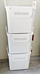 Geseus Motek  Mybox 3x30 Litre Kulplu Çok Amaçlı Organizer Saklama Kutusu-MT-35 beyaz
