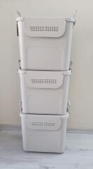 Geseus Motek  Mybox 3x30 Litre Kulplu Çok Amaçlı Organizer Saklama Kutusu-MT-35 gri