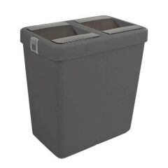 Motek 80 Litre Hassas Kapaklı Çift Gözlü Geri dönüşüm Çöp Kovası siyah