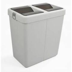 Motek 80 Litre Hassas Kapaklı Çift Gözlü Geri dönüşüm Çöp Kovası siyah