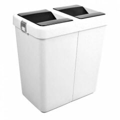 Motek 80 Litre Hassas Kapaklı Çift Gözlü Geri dönüşüm Çöp Kovası siyah