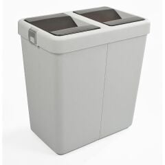 Motek 80 Litre Hassas Kapaklı Çift Gözlü Geri dönüşüm Çöp Kovası siyah
