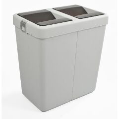Motek 80 Litre Hassas Kapaklı Çift Gözlü Geri dönüşüm Çöp Kovası siyah