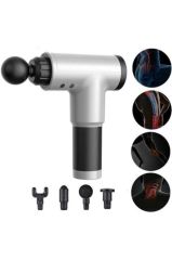 Şarjlı 4 Başlıklı Darbeli Titreşimli Tabanca Masaj Aleti Kas Rahatlatıcı