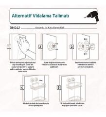 Geseus Va kumlu İki Katlı Banyo Rafı Şampuanlık Delme Vida Matkap Yok! Mat Siyah-DM242