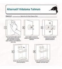 Geseus Va kumlu İki Katlı Banyo Rafı Şampuanlık Delme Vida Matkap Yok! Mat Siyah-DM242