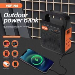 Kamp Lambası Güneş Enerjili Aydınlatma Sistemi 3Ampul,Powerbank,Işıldak,Radyo,Müzik Speaker,USB/TF 6000 Mah-GSU-200