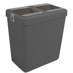 Motek 80 Litre Hassas Kapaklı Çift Gözlü Geri dönüşüm Çöp Kovası siyah