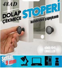 Yapışkanlı Dolap Çekmece Stoperi Kapak Ses Engelleyici 48Adet-Beyaz