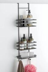 Geseus Üç Katlı Asmalı Banyo Duş Rafı Siıyah LM580