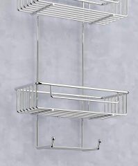 Duş Borusuna Asılabilir Kancalı İki Katlı Banyo Raf  Krom BK-0068