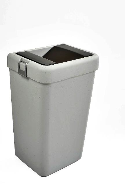 Motek 40 Litre Hassas Kapaklı Tek Gözlü Çöp Kovası gri