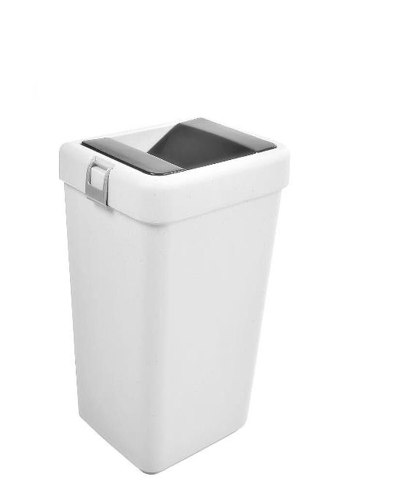 Motek 40 Litre Hassas Kapaklı Tek Gözlü Çöp Kovası beyaz