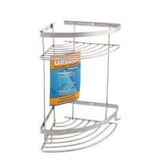 Geseus Paslanmaz İki Gözlü Banyo Köşe Rafı Şampuanlık 304 Kalite Paslanmaz Çelik-GNRL2014