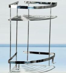 Geseus Paslanmaz İki Gözlü Banyo Köşe Rafı Şampuanlık 304 Kalite Paslanmaz Çelik-GNRL2014